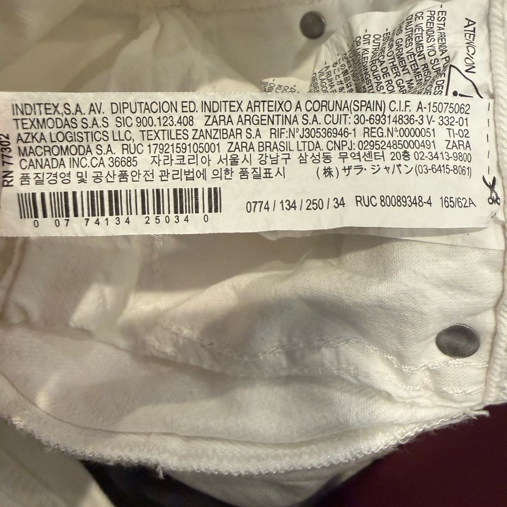 Zara White High Rise Straight Leg Jeans Size 2 - Picture 6 of 6